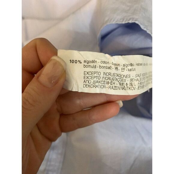 Zara Womens Blue White Pearl Long Sleeve Top Small - Picture 6 of 6